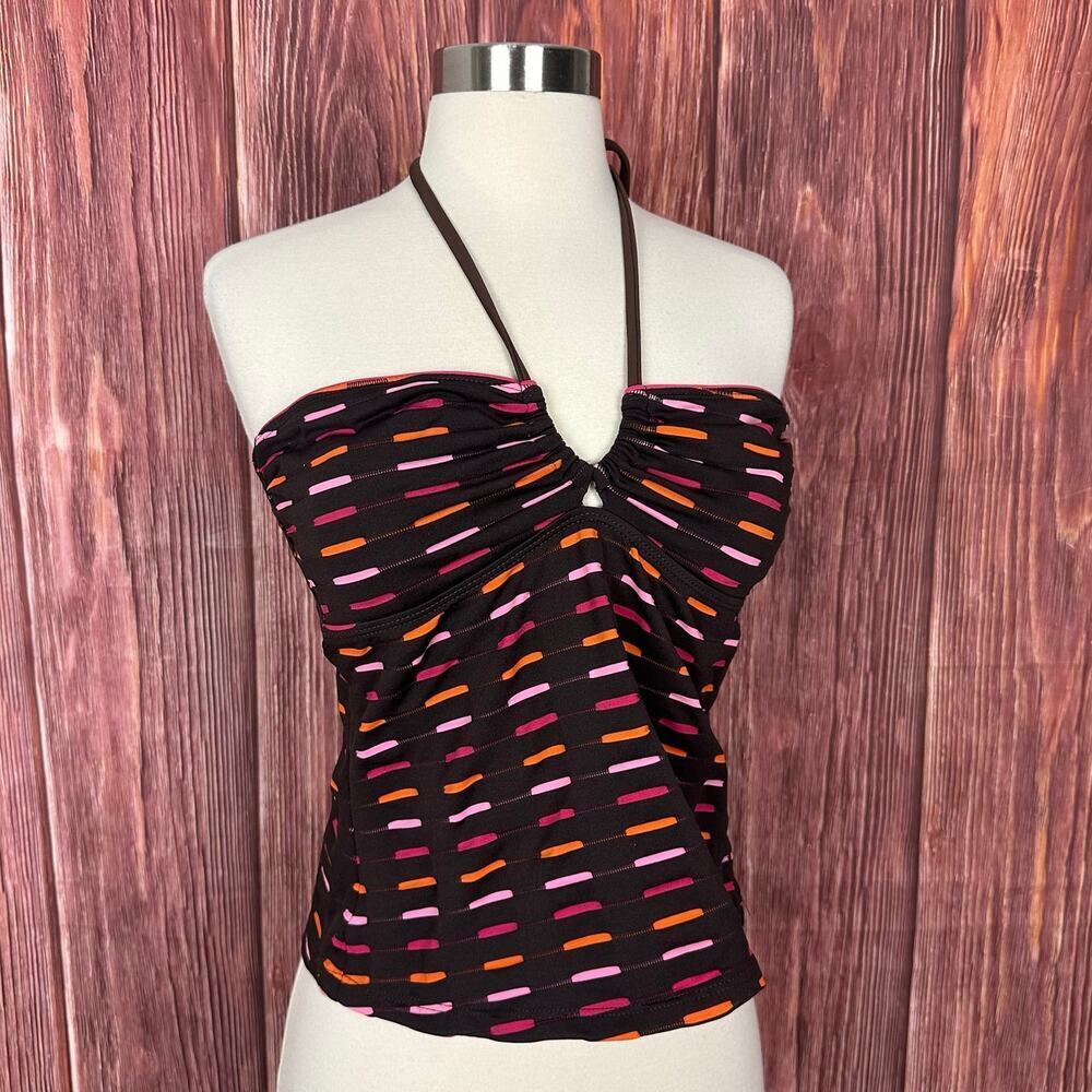St. John Swim Tankini Bikini Top Brown Y2K Halter Neck Padded Brown Size 10